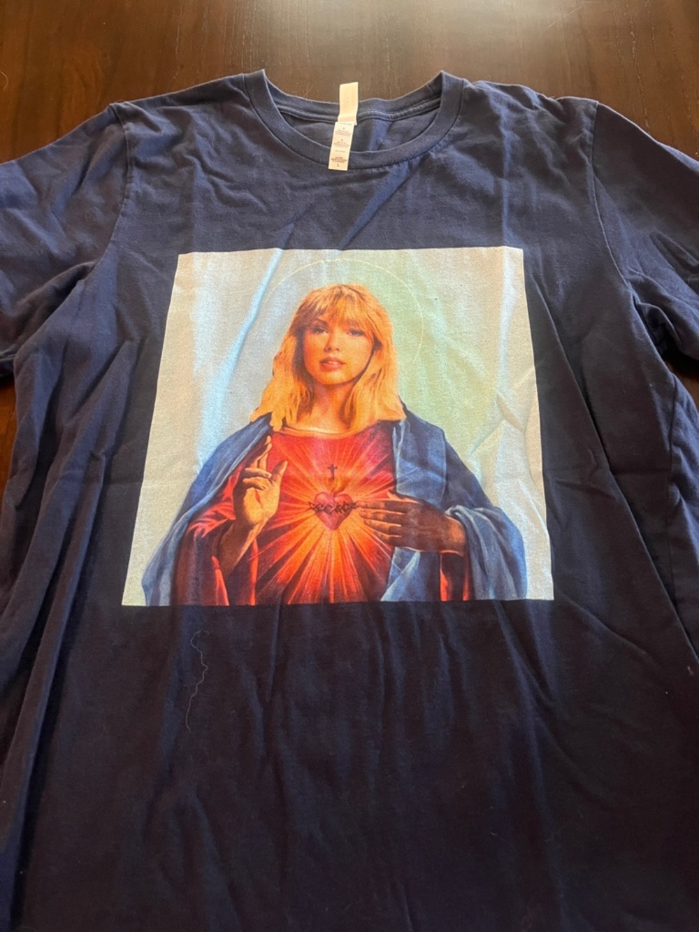Navy Graphic Tee with Colorful Devotional Artwork